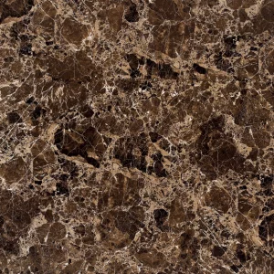 GRESIE MB 0701D - 60X60 cm, porțelanată lucioasă, maro închis cu vene bej, rectificată, glazurată, aspect elegant de marmură.