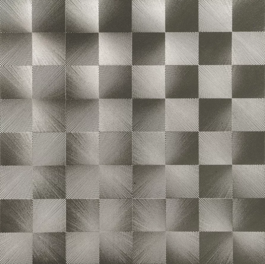 GRESIE 6JS089 - 60X60 cm, porțelanată metalică, gri-antracit, rectificată, glazurată, cu model geometric în relief, ideală pentru placări decorative interioare.