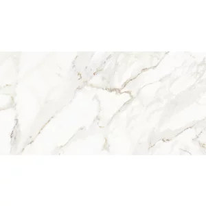 GRESIE SAHARA GREEN - 60X120 cm, porțelanată lucioasă, rectificata, în nuanțe de alb cu viniuri gri și accente bej-maronii, pentru un aspect elegant și rafinat.