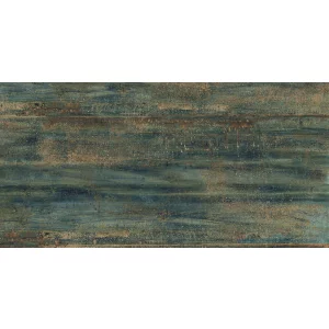 GRESIE ALIENA - 60X120 cm, porțelanată lucioasă high glossy, în nuanțe de albastru-petrol cu accente ruginii și maronii, pentru un efect modern și sofisticat.