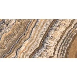 Gresie interior, 60X120 cm, KINGDOM BROWN-A, aspect piatra naturala , maro ,lucioasa, rectificata