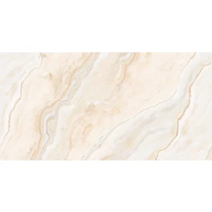GRESIE ONYX FANTASY-A - 60X120 cm, porțelanată-glazurată, lucioasă, crem cu efect onix translucid, ideală pentru spații elegante, interior și exterior.