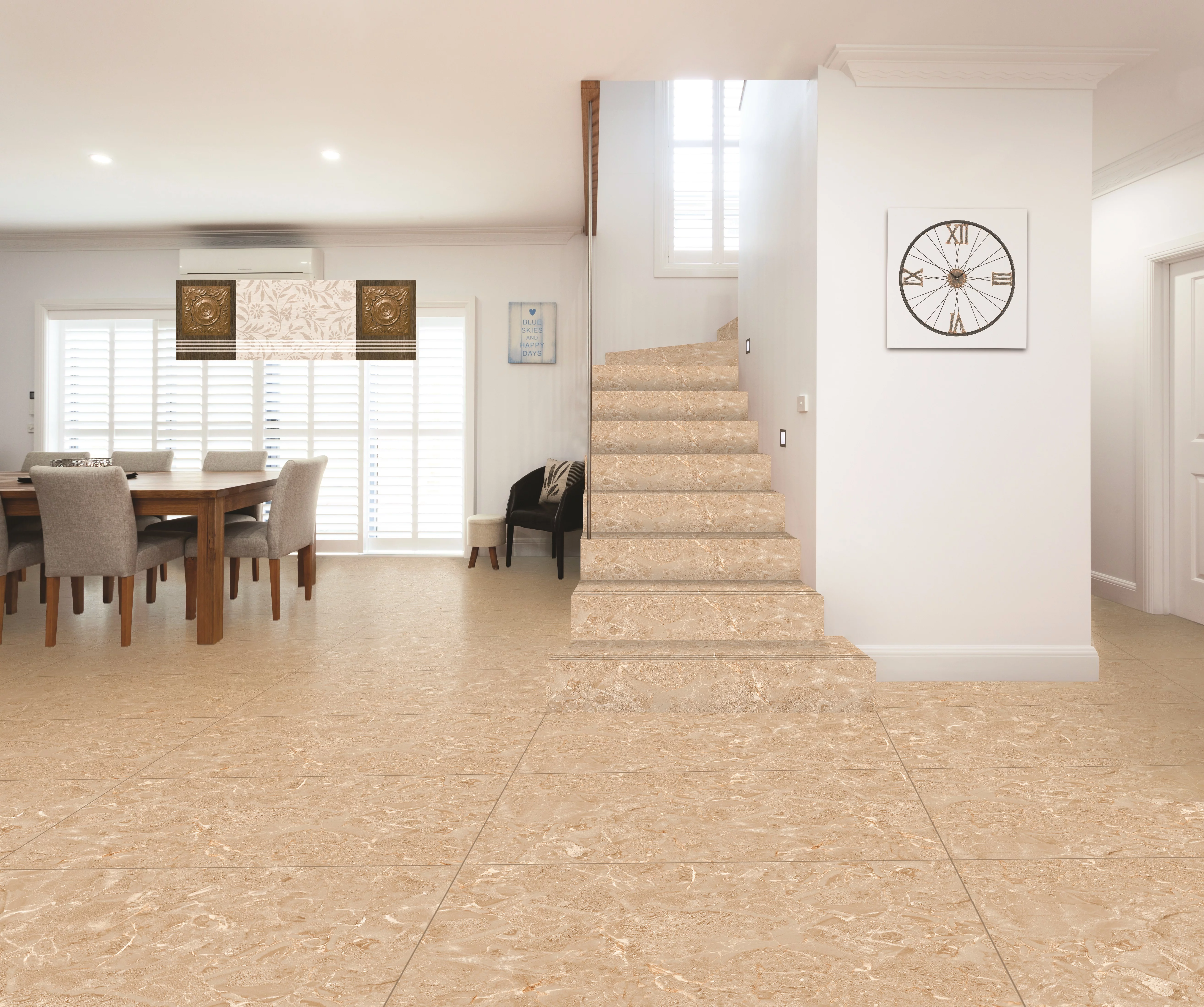 Treapta gresie, portelanata, 30X120 cm, PARADISO BEIGE, bej, lucioasa, rectificata