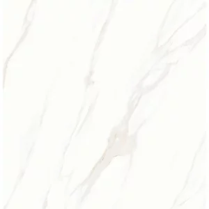 GRESIE JBN83639D - 80X80 cm, porțelanată lucioasă, în nuanțe de alb cu nervuri subtile bej-aurii, finisaj elegant și rectificat, potrivită pentru interioare luminoase și sofisticate.