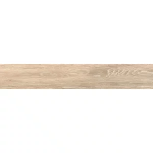 GRESIE KASHMIR WOOD TEAK - 20X120 cm, porțelanată, glazurata, mată și texturată în relief, în nuanțe bej–maro deschis (teak), cu aspect natural de lemn, ideală pentru spații interioare.