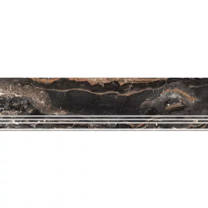 TREAPTA GRESIE GALAXY BLACK HG - 30X120 cm, porțelanată, rectificata, glazurata, cu finisaj super lucios high-glossy, elegantă și durabilă, in nuante de negru, maro, cupru si alb, ideală pentru spații interioare si exterioare acoperite.