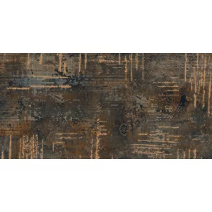 PLACA DECOR ABSTRACT DECOR - 80X160 cm, portelanata, rectificata, in nuanțe de maro, cupru și gri, finisaj mat cu inserții lucioase, ideală pentru placarea peretilor și obținerea unui efect artistic modern.