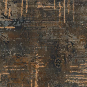 PLACA DECOR ABSTRACT DECOR - 80X160 cm, portelanata, rectificata, in nuanțe de maro, cupru și gri, finisaj mat cu inserții lucioase, ideală pentru placarea peretilor și obținerea unui efect artistic modern.
