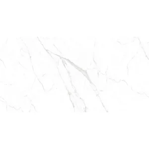 GRESIE CALACATTA SILVER CHAIN GRANDE - 80X160 cm, porțelanată, rectificata, lucioasă, alb intens cu vene gri-argintii elegante, aspect marmură Calacatta.