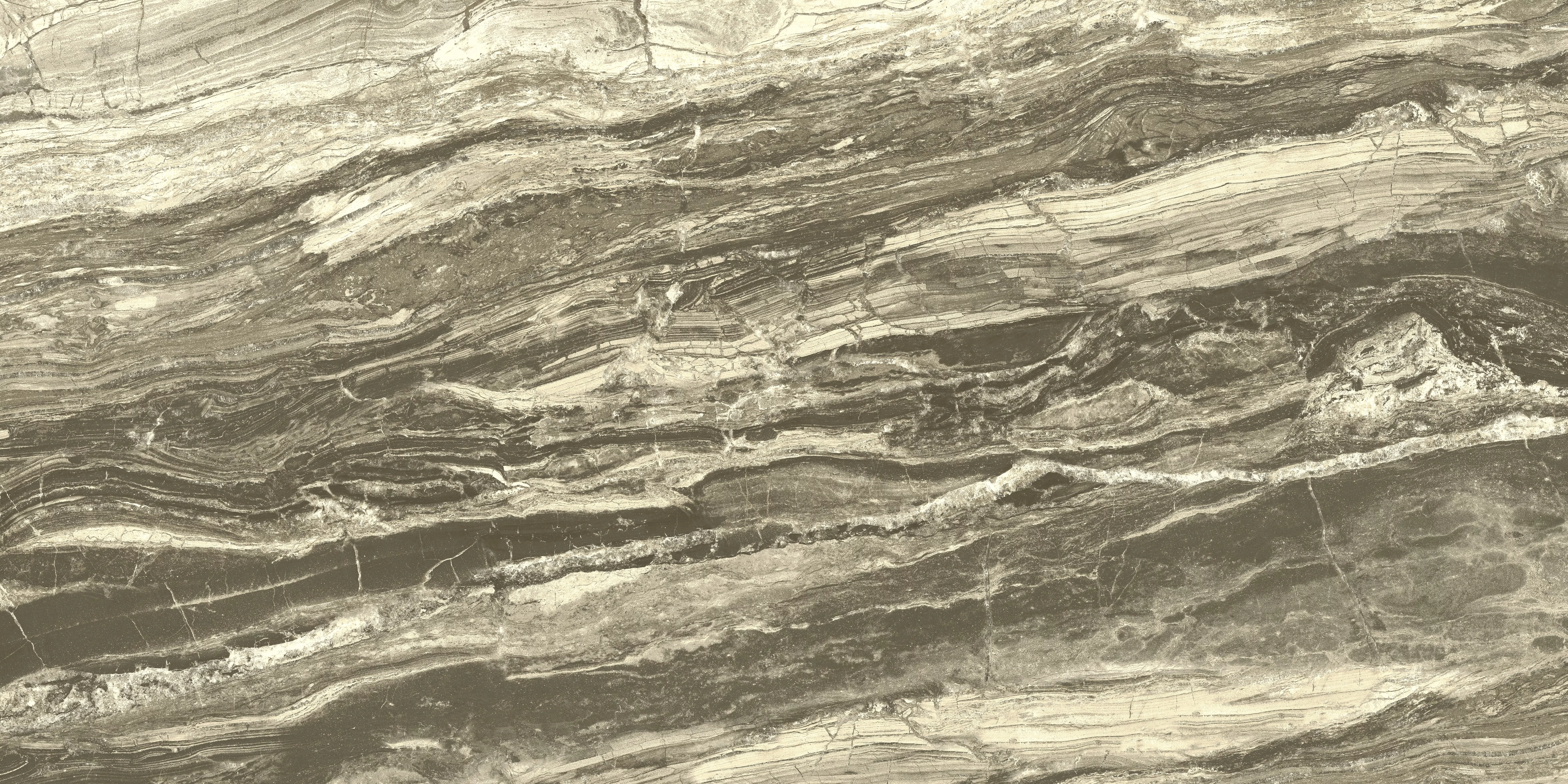 GRESIE exterior, SLIM 4.8MM TERRA STONE PST16, 60X120, portelanata, aspect piatra naturala, gri si bej, lucioasa, rectificata