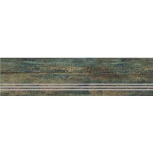 Treapta gresie, portelanata, 30X120 cm, ALIENA, aspect piatra naturala, verde, lucioasa, rectificata 