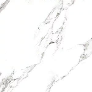 GRESIE TORRANO CALACATTA - 60X120 cm, porțelanată, rectificată, finisaj lucios, cu design elegant inspirat din marmura Calacatta, în nuanțe de alb pur cu vinișoare gri naturale.