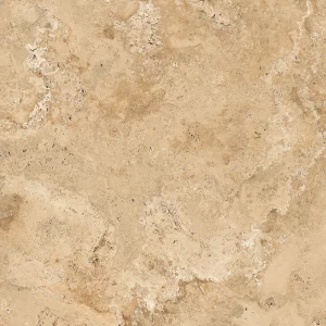 GRESIE KANSAS - 60X60 cm, porțelanată, lucioasă, aspect de travertin natural în nuanțe de bej și maro deschis, ideală pentru interioare calde și elegante.