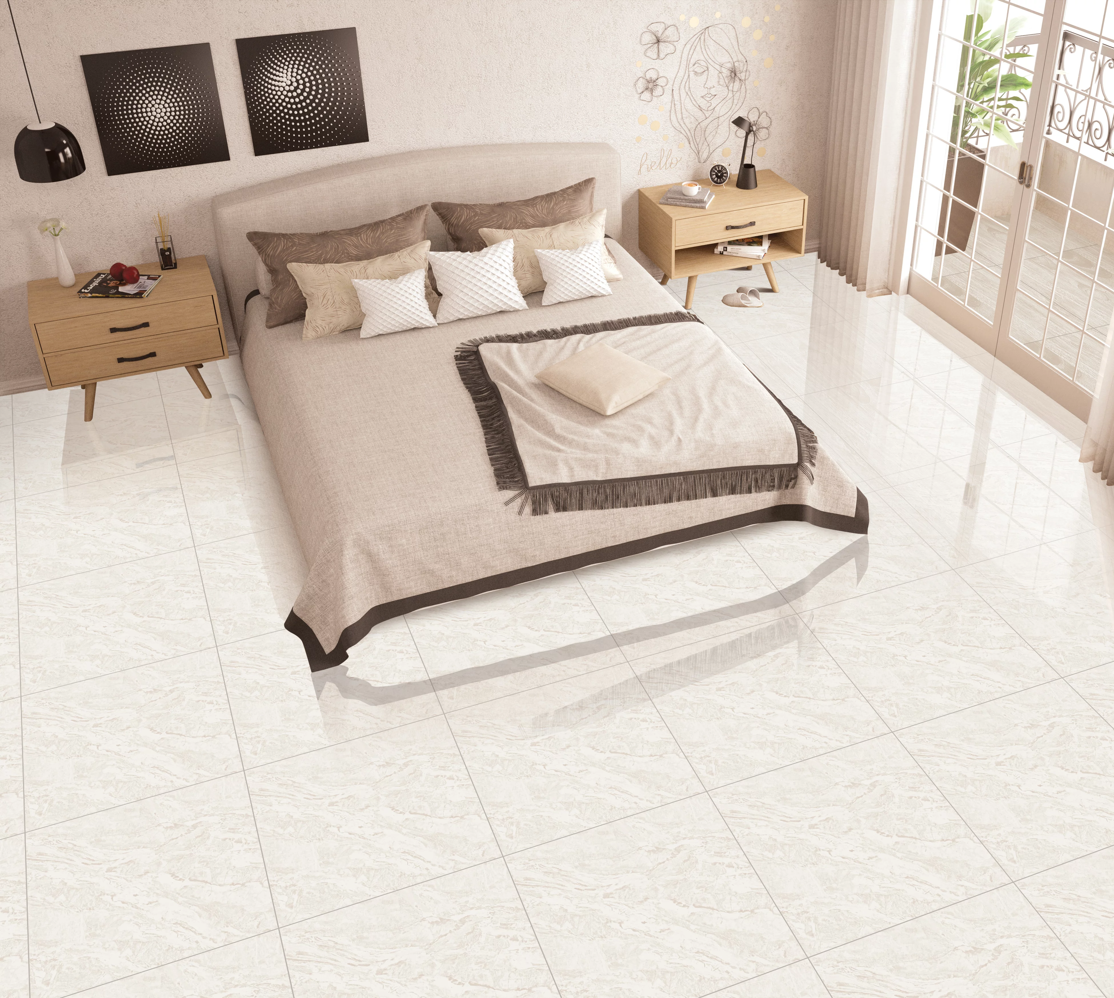 GRESIE CL-1026 SOLUBLE SALT - 60X60 cm, porțelanată, lucioasă și elegantă, realizată prin tehnologia Soluble Salt Nano, ideală pentru spații rezidențiale și comerciale cu trafic intens.