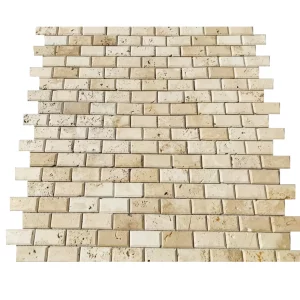 MOZAIC DIN TRAVERTIN LIGHT BIZOTAT - 30.5X30.5X1 cm, bej, bizotat, mat și nechituit, ideal pentru spații interioare elegante, cu accent rustic.