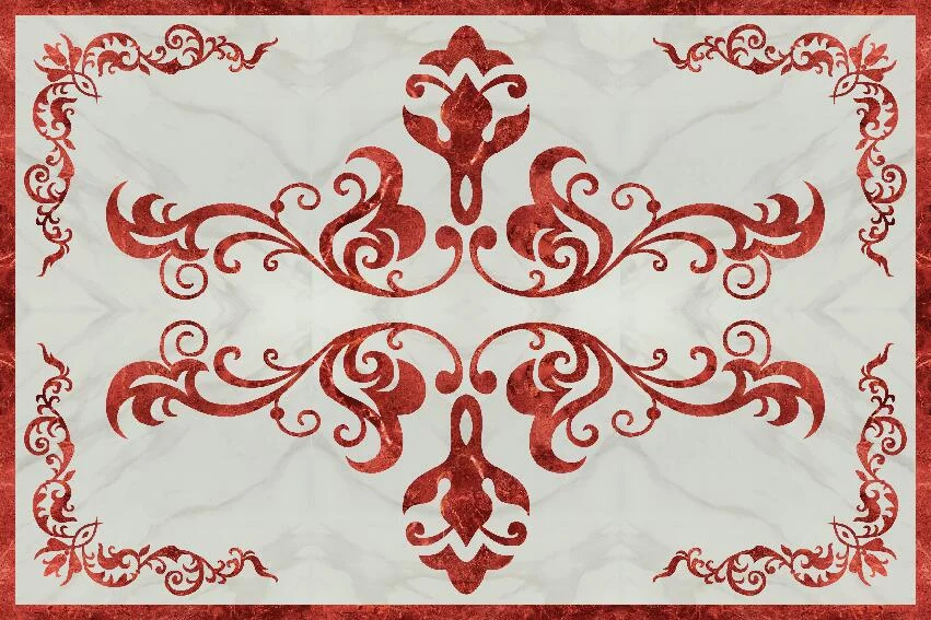 COVOR CERAMIC FC-66PHP36-2110 (6 PLACI) - 120X180 cm, model decorativ cu accente clasice pe fundal deschis. Format din 6 plăci, lucios, ușor de întreținut, ideal pentru interioare elegante.