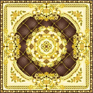 COVOR CERAMIC B11167 (4 PLACI) - 120X120 cm, model sofisticat în nuanțe calde de maro, crem și galben-auriu, compus din 4 plăci portelanate glazurate, ideal pentru spații elegante.