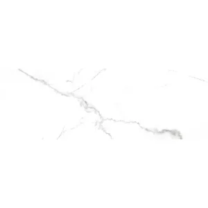 FAIANTA HARPER SATVARIO - 25X75 cm, ceramica glazurată, rectificata, lucioasă, pentru interior, aspect de marmură albă cu vinișoare gri, elegantă și rafinată.