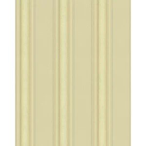 Tapet TALISA 832403 – 53x1000 cm (5.3 m²/ rola), PVC, lavabil, model elegant clasic cu dungi verticale în nuanțe de bej și auriu.