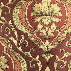 Tapet GOLDEN 66330 – 53x1000 cm (5.3 m²/ rola), PVC, lavabil, model baroc vișiniu cu auriu, ideal pentru interioare clasice. 