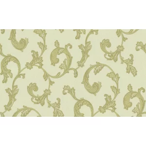 Tapet GRIES GK 87526 – 106x1000 cm (10,6 m² / rolă), PVC, lavabil, model clasic floral bej-auriu in relief.