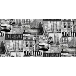 TAPET 5D SPACE GK 855873 - 106X1000 cm (10.6 mp/rolă), cu imprimeu urban alb-negru, inspirat din peisaje emblematice din New York și Dubai. Ideal pentru decoruri moderne, aduce energie, dinamism și profunzime vizuală spațiilor interioare.