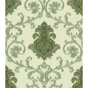 TAPET PVC FLORENCE 90146 - 70X1000 cm (7 m²/ rolă), PVC, lavabil, model baroc floral în nuanțe de bej și gri. 