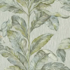 TAPET PVC ENDIYA 89632 - 70X1000 cm (7 m²/ rola), PVC, lavabil, model vegetal elegant cu frunze tropicale bej-maro pe fundal texturat.