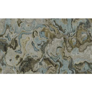 TAPET PVC ROYAL 90901 - 106X1000 cm (10.6 m²/ rolă), PVC, lavabil, model modern abstract marmorat în tonuri de gri, albastru și auriu. 