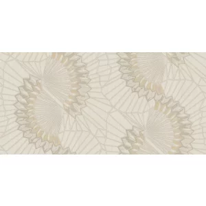 TAPET PVC ROYAL 93035 - 106X1000 cm (10.6 mp/rolă), cu model geometric tridimensional în nuanțe rafinate de crem, gri și auriu deschis. Ideal pentru interioare elegante, moderne sau contemporane.