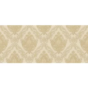 TAPET PVC ROYAL 95034 - 106X1000 cm (10.6 m²/ rola), PVC, lavabil, model damasc clasic auriu pe fond crem, textură embosată fină, ideal pentru decoruri elegante și luminoase.