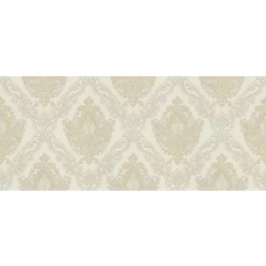 TAPET PVC ROYAL 95039 - 106X1000 cm (10.6 m²/ rola), PVC, lavabil, model clasic damasc embosat, în tonuri calde și elegante, fundal crem-ivoire, potrivit pentru decoruri clasice, discrete și rafinate.