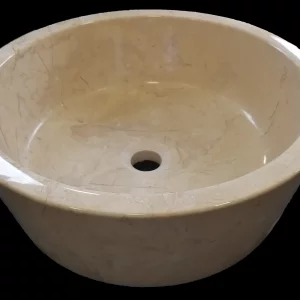 LAVOAR DIN MARMURA BEIGE LUSTRUITA - 42X15 cm, rotund, finisaj lucios, bej deschis, de pus pe blat, o alegere excelentă pentru spațiile elegante și rafinate.