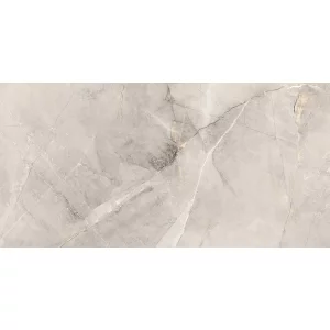 GRESIE NOVENTA GRIS - 80X160 cm, porțelanată, în nuanțe de gri deschis cu nervuri naturale fine, aspect marmură lucioasă, ideală pentru interioare elegante și moderne.