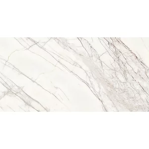 GRESIE CRAFT SPIDER WHITE - 60X120 cm, porțelanată, rectificată, cu finisaj mat, satin carving și design elegant tip marmură albă cu nervuri gri, ideală pentru pardoseli și pereți, interior și exterior.