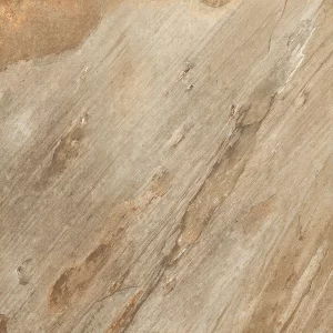 GRESIE FOSSIL COPPER - 60X60 cm, porțelanată, în nuanțe de cupru, maro și bej cu aspect autentic de piatră naturală, finisaj mat cu rustic punch, ideală pentru interior și exterior.