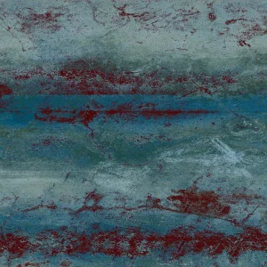 GRESIE ETHOS VERDE GRANDE - 60X120 cm, porțelanată, în nuanțe de verde și albastru cu efecte de rugină și accente metalice, aspect modern-industrial, finisaj mat, potrivită pentru interior și exterior.