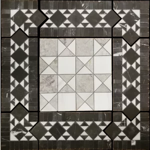 MEDALION MOZAIC MARMURA FANTASY - 72X72 cm, grosime 1 cm, element decorativ sofisticat, cu suprafață lucioasă și design geometric elegant, ideal pentru interioare rafinate.