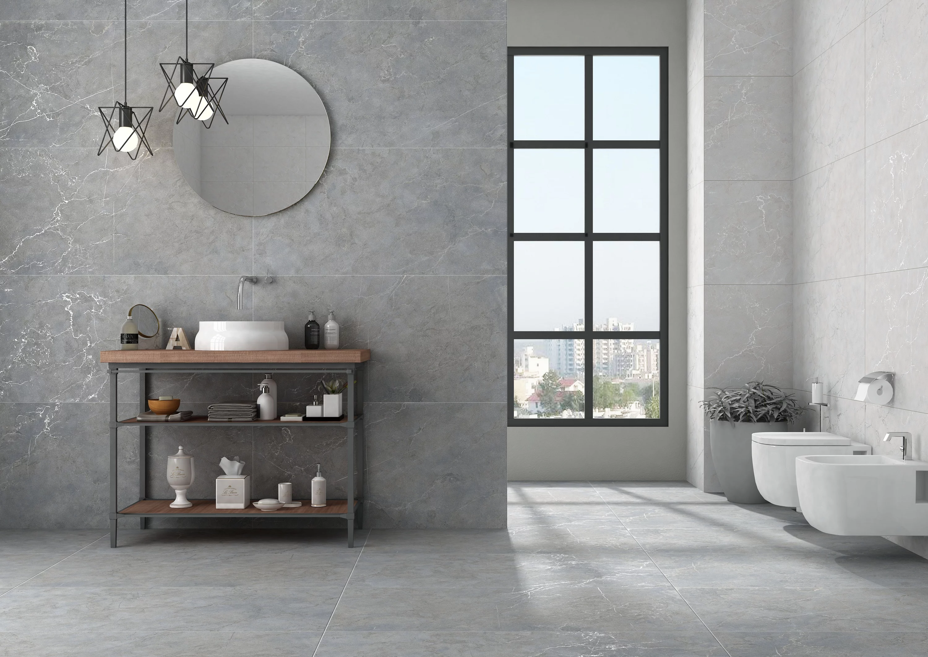 GRESIE LLOYAD GREY - 60X120 cm, porțelanată, în nuanțe de gri deschis cu aspect de piatră naturală, finisaj mat carving și punch, potrivită pentru interior și exterior.