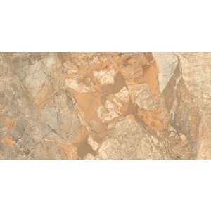 GRESIE BRECCIA AURORA MATT - 60X120 cm, porțelanată, în nuanțe calde de bej și portocaliu-ruginiu, cu aspect autentic de marmură brecciată, finisaj mat rustic punch, potrivită pentru interior și exterior.