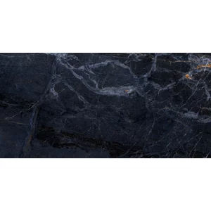Gresie interior/exterior, portelanata, 60X120 cm, EMPORIUM BLUE HG , aspect piatra naturala, neagra, lucioasa, rectificata