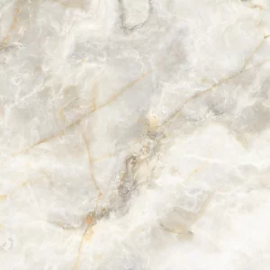 GRESIE ONYX DOVE - 120X120 cm, porțelanată, rectificată, glazurată, cu finisaj lucios, nuanțe elegante de gri deschis cu striații fine aurii, ideală pentru interioare rafinate.