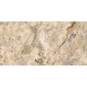 GRESIE SARREN COLLIN - 80X160 cm, porțelanată, rectificată, glazurată, finisaj super lucios High Glossy, aspect marmură bej-auriu cu vene spectaculoase, random 4, interior.