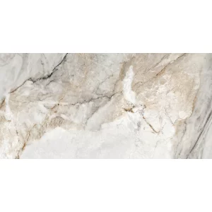 GRESIE FARO GREY - 60X120 cm, porțelanată, rectificată, glazurată, finisaj lucios, aspect marmură gri-bej cu vene naturale, random 4, interior.