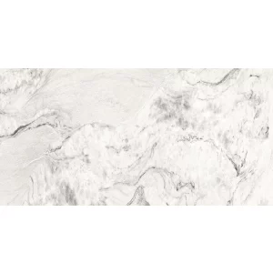 GRESIE SMALKO (SAMALKO) WHITE - 60X120 cm, porțelanată, rectificată, glazurată, finisaj lucios, aspect marmură albă cu vene fine gri, random 5, interior-exterior.