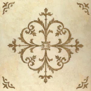GRESIE RARE GOLD T60888G-SH - 60x60 cm, portelanata, glazurată, rectificată, lucioasă, interior, bej-auriu cu gravură adâncă, efect crystal, elemente aurii și sidefate, model unitar.