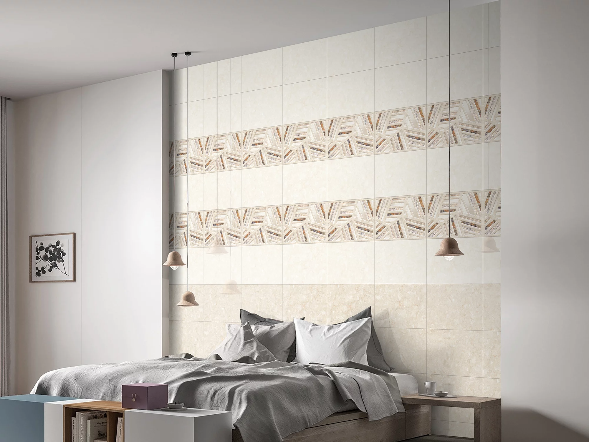 FAIANTA DEVLON 2034 HL 1 - 30X45 cm, ceramica glazurată lucioasă, rectificata, model geometric în relief, finisaj elegant pentru interior.