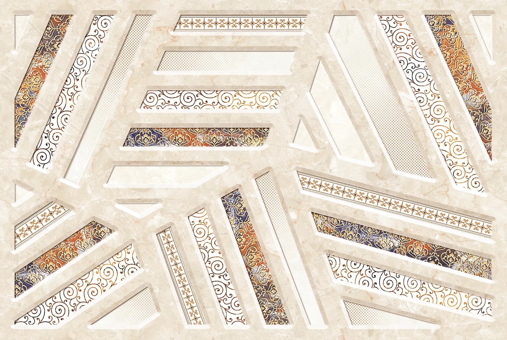 FAIANTA DEVLON 2034 HL 1 - 30X45 cm, ceramica glazurată lucioasă, rectificata, model geometric în relief, finisaj elegant pentru interior.