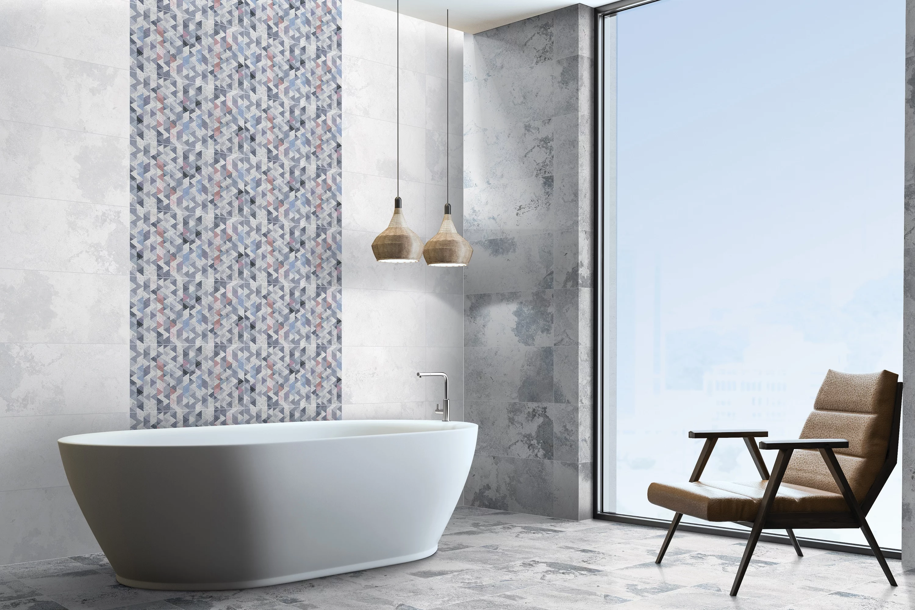 FAIANTA 40229 B-PL DAZZLING COLORS - 30X60 cm, ceramica glazurată, mată, rectificată, pentru interior, cu design urban, industrial, gri albastrui, suprafață texturată subtil.