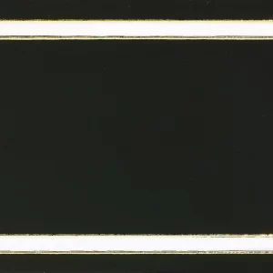 PLACA DECOR FAIANTA FC-36PH2102-1 - 30X60 cm, portelanata, glazurata, rectificata, negru lucios cu bordură albă și ornamente aurii în colțuri, finisaj Crystal, tehnologie Nano Inkjet și Silk Printing.